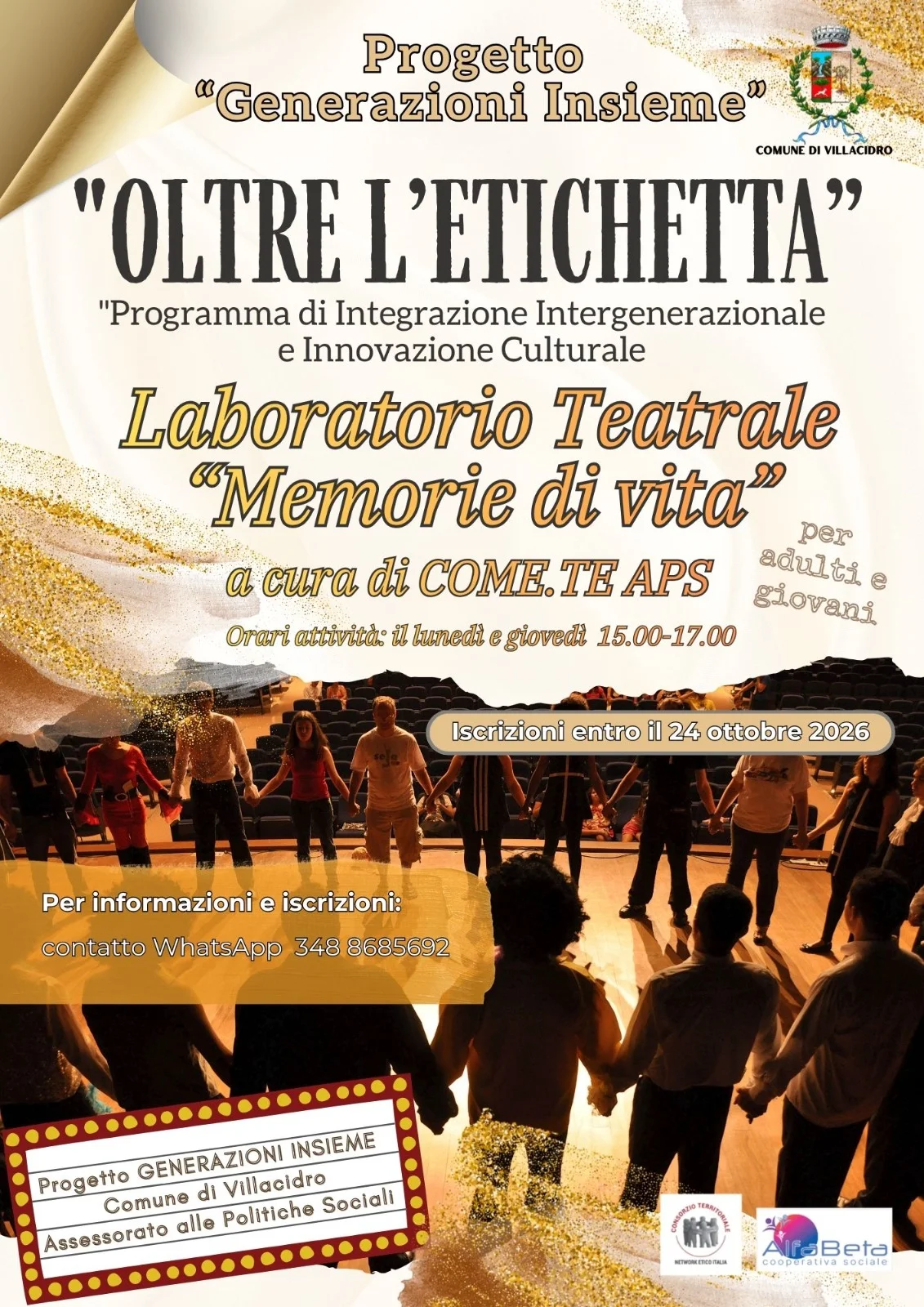 Progetto “Generazioni Insieme”: al via il laboratorio teatrale “Memorie di vita” nell’ambito dell’iniziativa “Oltre l’Etichetta”